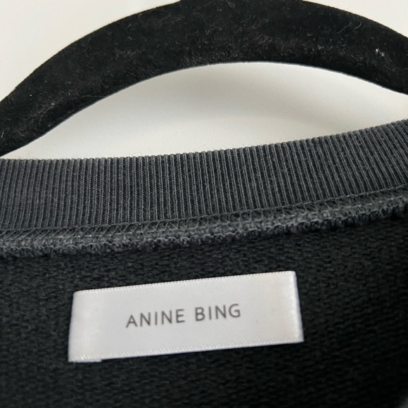 ANINE BING Ramona Leopard Graphic Distressed Sweatshirt Black Pink RARE - Picture 7 of 12